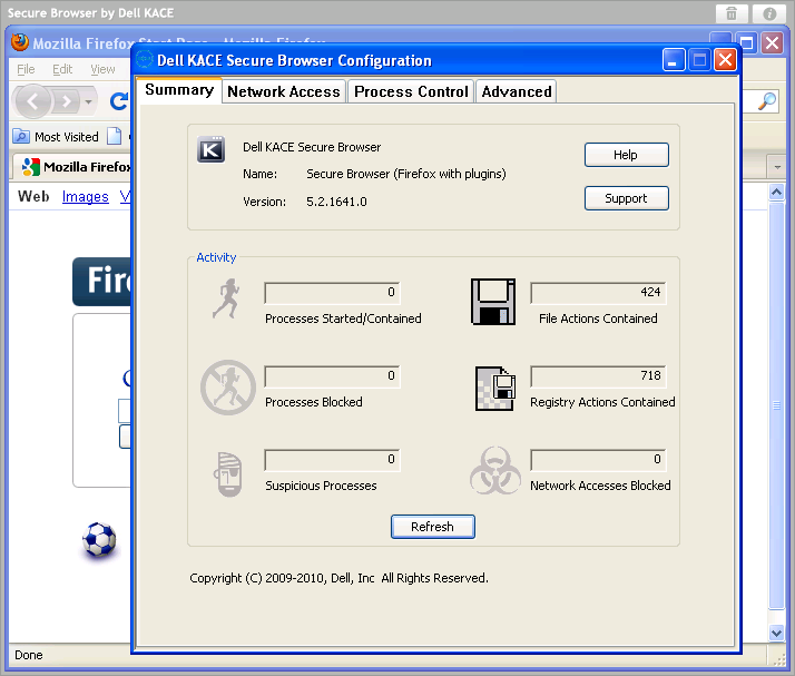 Browser configuration. Dell browser.